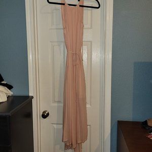 Mossimo Light Pink Pleated Maxi Dress with High-Low Hem